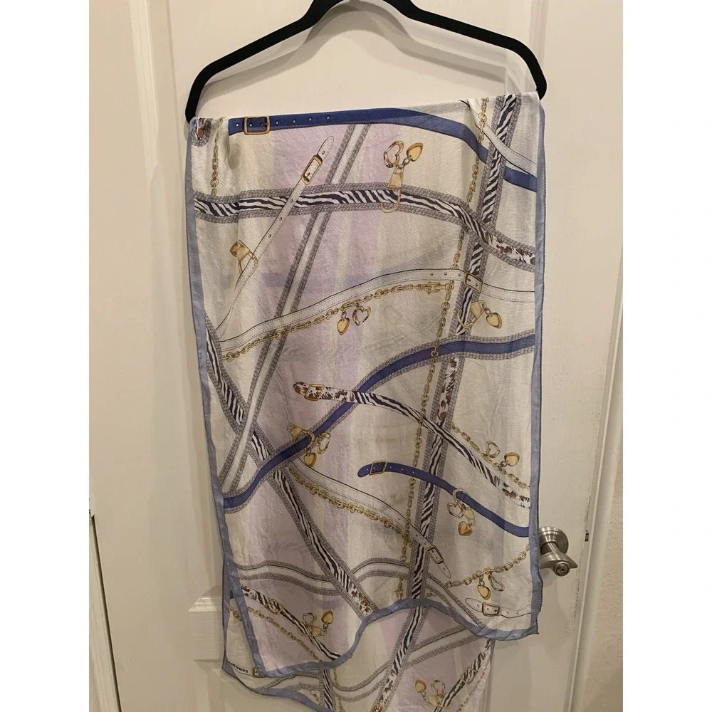 Renoma Blue and Gold Scarf 60 Inches Designed Is Belts‎ Silk